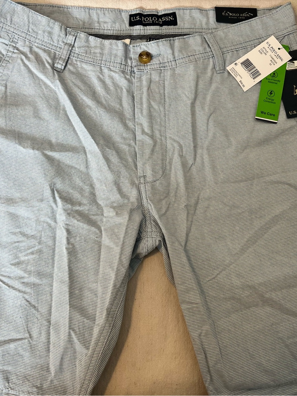 U.S. Polo Assn. Men’s Light Blue Pinstripe Chino Pants; Size: W32